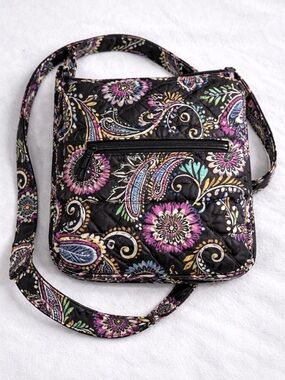 Vera Bradley Black Quilted Crossbody with Multicolor Floral Paisley